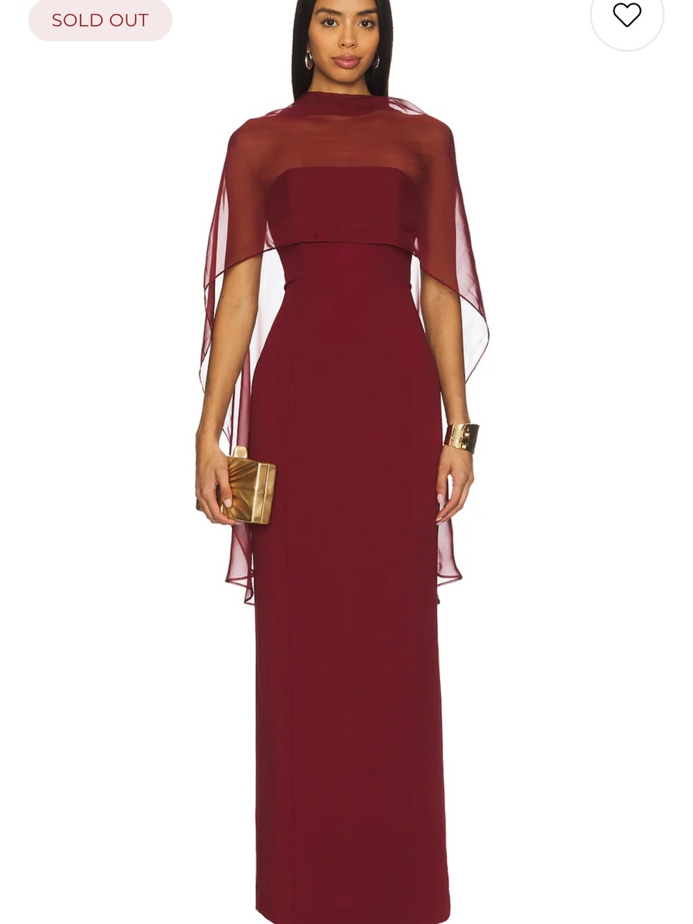 Stone Cold Fox Burgundy Sheer Cape Maxi Dress
